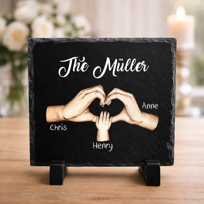 Leere Schiefertafel auf Holzoberfläche